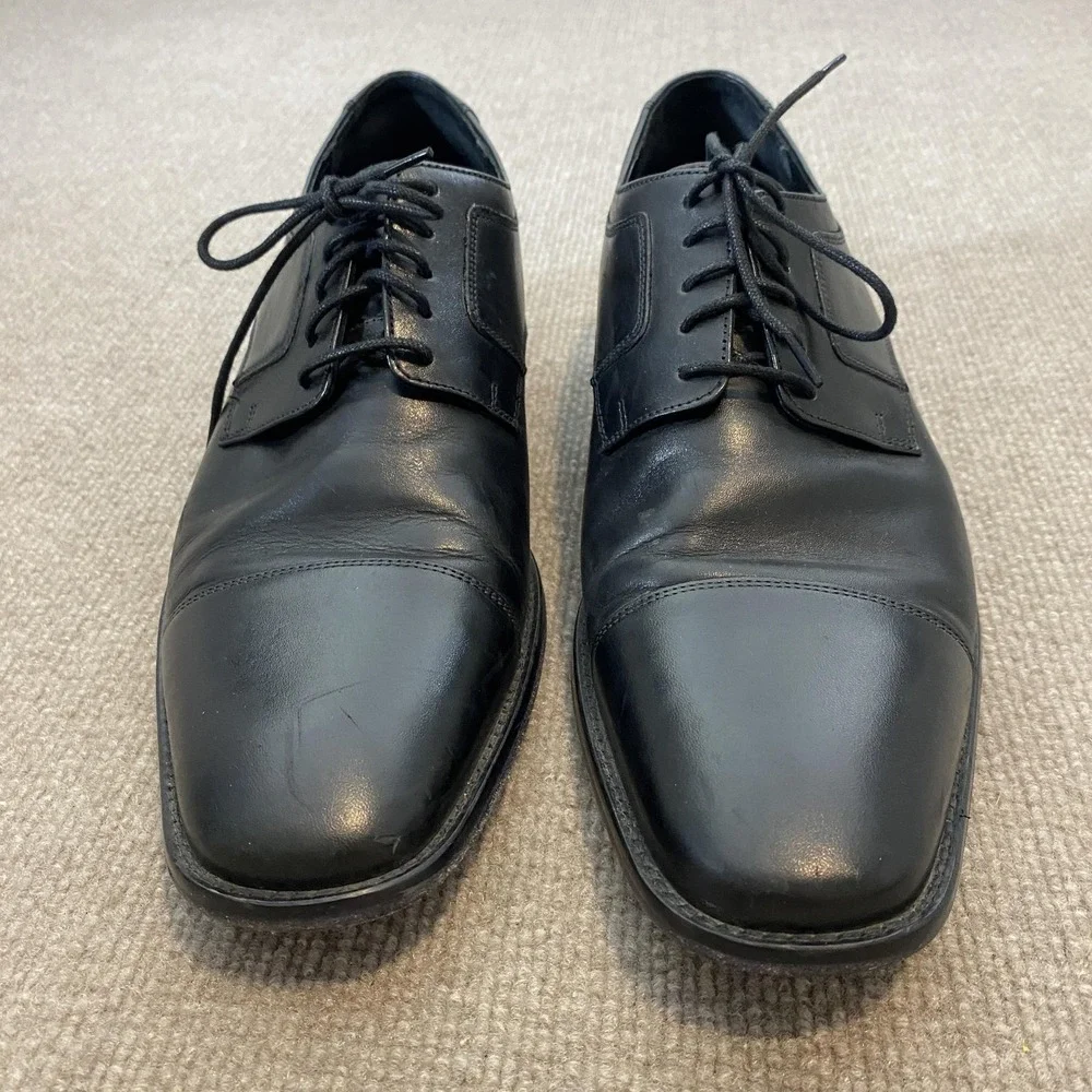 Johnston & Murphy Shoes Mens Size 12 M Black Leather Cap Toe Derby Dress Oxfords